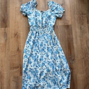 Floral Blue and White Dress